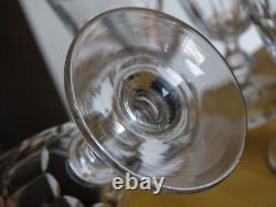 BACCARAT 6 ANCIENS VERRES A VIN CRISTAL CONIQUE BALUSTRE COTES PLATES 12 cm