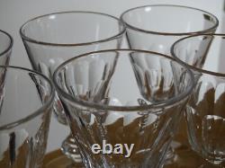 BACCARAT 6 ANCIENS VERRES A VIN CRISTAL CONIQUE BALUSTRE COTES PLATES 12 cm
