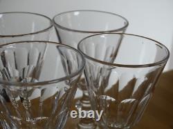 BACCARAT 6 ANCIENS VERRES A VIN CRISTAL CONIQUE BALUSTRE COTES PLATES 12 cm