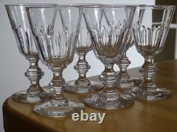 BACCARAT 6 ANCIENS VERRES A VIN CRISTAL CONIQUE BALUSTRE COTES PLATES 12 cm