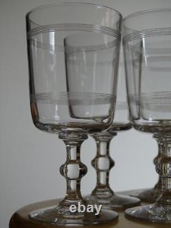 BACCARAT 6 ANCIENS VERRES A VIN CRISTAL MODELE FILETS ht 11,5 cm 1920 10 cls n°2