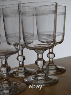 BACCARAT 6 ANCIENS VERRES A VIN CRISTAL MODELE FILETS ht 11,5 cm 1920 10 cls n°2