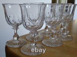BACCARAT 7 ANCIENS VERRES APERITIF CRISTAL FORME TULIPE ECAILLES ht 10 cm
