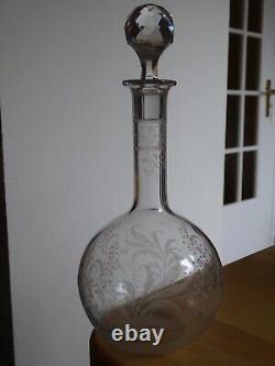 BACCARAT ANCIENNE CARAFE A VIN CRISTAL GRAVURE ART NOUVEAU MOD FOUGERES 84 cls