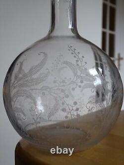 BACCARAT ANCIENNE CARAFE A VIN CRISTAL GRAVURE ART NOUVEAU MOD FOUGERES 84 cls