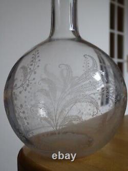 BACCARAT ANCIENNE CARAFE A VIN CRISTAL GRAVURE ART NOUVEAU MOD FOUGERES 84 cls