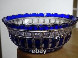 BACCARAT ANCIEN BOL COUPE CRISTAL DOUBLER COLORER BLEU COBALT 16 cm F266