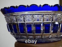 BACCARAT ANCIEN BOL COUPE CRISTAL DOUBLER COLORER BLEU COBALT 16 cm F266