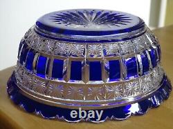 BACCARAT ANCIEN BOL COUPE CRISTAL DOUBLER COLORER BLEU COBALT 16 cm F266