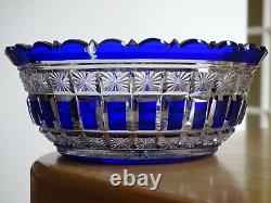 BACCARAT ANCIEN BOL COUPE CRISTAL DOUBLER COLORER BLEU COBALT 16 cm F266