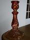 BACCARAT ANCIEN BOUGEOIR EN CRISTAL MOULER SIGNER MODELE BAMBOU ROUGE ht 18 cm