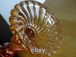 BACCARAT ANCIEN BOUGEOIR EN CRISTAL MOULER SIGNER MODELE BAMBOU ROUGE ht 18 cm