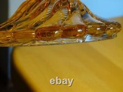 BACCARAT ANCIEN BOUGEOIR EN CRISTAL MOULER SIGNER MODELE BAMBOU ROUGE ht 18 cm