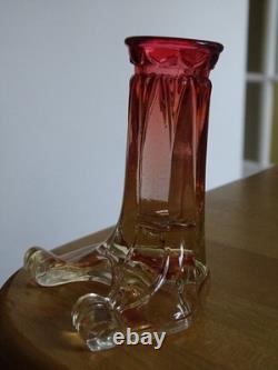 BACCARAT ANCIEN PORTE MENU SOLIFLORE CRISTAL MOULE COLEUR ROUGE 19 EME ht 9 cm
