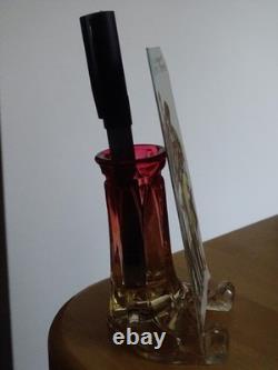BACCARAT ANCIEN PORTE MENU SOLIFLORE CRISTAL MOULE COLEUR ROUGE 19 EME ht 9 cm