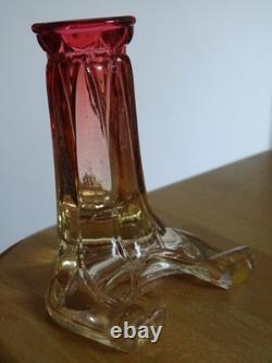 BACCARAT ANCIEN PORTE MENU SOLIFLORE CRISTAL MOULE COLEUR ROUGE 19 EME ht 9 cm