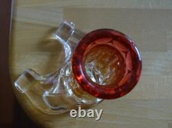 BACCARAT ANCIEN PORTE MENU SOLIFLORE CRISTAL MOULE COLEUR ROUGE 19 EME ht 9 cm