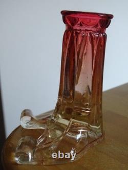 BACCARAT ANCIEN PORTE MENU SOLIFLORE CRISTAL MOULE COLEUR ROUGE 19 EME ht 9 cm