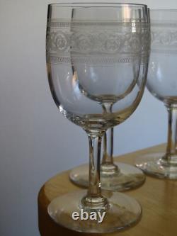 BACCARAT ATHENIENNE 7742 FORME BALLON 4 ANCIENS VERRES A EAU CRISTAL ht 15,5 cm