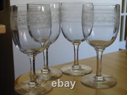 BACCARAT ATHENIENNE 7742 FORME BALLON 4 ANCIENS VERRES A EAU CRISTAL ht 15,5 cm