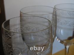 BACCARAT ATHENIENNE 7742 FORME BALLON 4 ANCIENS VERRES A EAU CRISTAL ht 15,5 cm