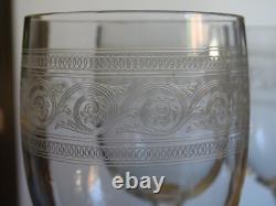 BACCARAT ATHENIENNE 7742 FORME BALLON 4 ANCIENS VERRES A EAU CRISTAL ht 15,5 cm