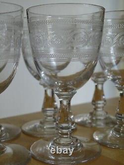 BACCARAT ATHENIENNE 7742 GONDOLE 6 ANCIENS VERRES A APERITIF CRISTAL ht 10 cm