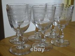 BACCARAT ATHENIENNE 7742 GONDOLE 6 ANCIENS VERRES A APERITIF CRISTAL ht 10 cm