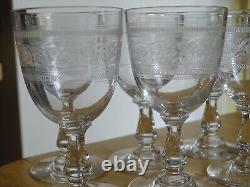 BACCARAT ATHENIENNE 7742 GONDOLE 6 ANCIENS VERRES A APERITIF CRISTAL ht 10 cm