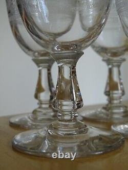 BACCARAT ATHENIENNE 7742 GONDOLE 6 ANCIENS VERRES A APERITIF CRISTAL ht 10 cm