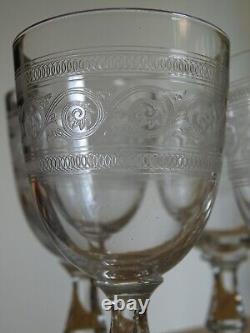 BACCARAT ATHENIENNE 7742 GONDOLE 6 ANCIENS VERRES A APERITIF CRISTAL ht 10 cm