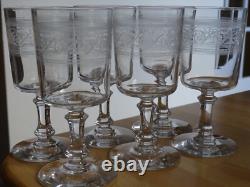 BACCARAT ATHENIENNE 7742 PIEDOUCHE 6 ANCIENS VERRES VIN ROUGE CRISTAL HT 12,5 cm