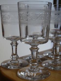 BACCARAT ATHENIENNE 7742 PIEDOUCHE 6 ANCIENS VERRES VIN ROUGE CRISTAL HT 12,5 cm