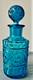 BACCARAT Ancien Flacon en Cristal Moulé Bleu Turquoise Modèle Moulure Russe