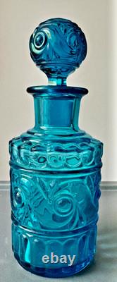 BACCARAT Ancien Flacon en Cristal Moulé Bleu Turquoise Modèle Moulure Russe