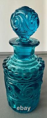 BACCARAT Ancien Flacon en Cristal Moulé Bleu Turquoise Modèle Moulure Russe