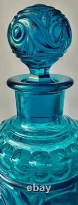 BACCARAT Ancien Flacon en Cristal Moulé Bleu Turquoise Modèle Moulure Russe
