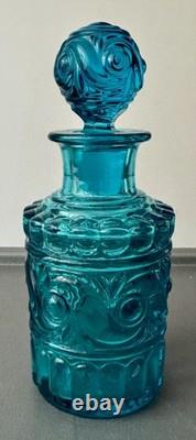 BACCARAT Ancien Flacon en Cristal Moulé Bleu Turquoise Modèle Moulure Russe