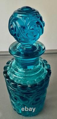 BACCARAT Ancien Flacon en Cristal Moulé Bleu Turquoise Modèle Moulure Russe