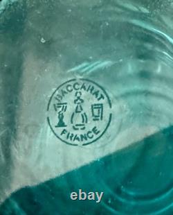 BACCARAT Ancien Flacon en Cristal Moulé Bleu Turquoise Modèle Moulure Russe