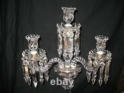 BACCARAT Ancienne Girandole chandelier en cristal modèle Bambou trois lumières