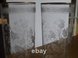 BACCARAT CRISTAL 2 ANCIENS VERRE A JUS DE FRUIT GRAVURE ART NOUVEAU ht 12 cm