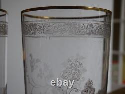 BACCARAT CRISTAL 2 ANCIENS VERRE A JUS DE FRUIT GRAVURE ART NOUVEAU ht 12 cm