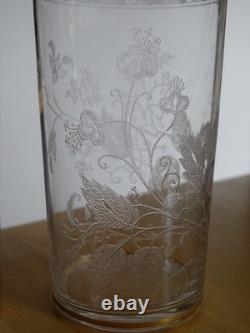 BACCARAT CRISTAL 2 ANCIENS VERRE A JUS DE FRUIT GRAVURE ART NOUVEAU ht 12 cm