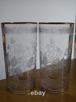 BACCARAT CRISTAL 2 ANCIENS VERRE A JUS DE FRUIT GRAVURE ART NOUVEAU ht 12 cm