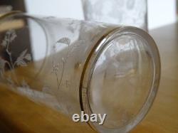 BACCARAT CRISTAL 2 ANCIENS VERRE A JUS DE FRUIT GRAVURE ART NOUVEAU ht 12 cm