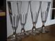 BACCARAT CRISTAL 4 ANCIENNE FLUTES CHAMPAGNE CONIQUE COTES PLATE ht 17,3 cm