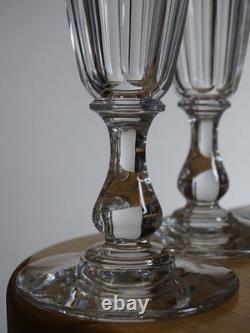 BACCARAT CRISTAL 4 ANCIENNE FLUTES CHAMPAGNE CONIQUE COTES PLATE ht 17,3 cm
