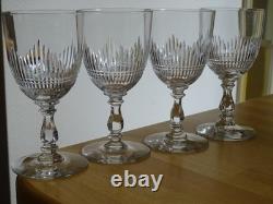 BACCARAT CRISTAL 4 ANCIENS VERRES VIN ROUGE JEUX D'ORGUES BISEAUX COUPE 12,2 cm