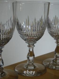 BACCARAT CRISTAL 4 ANCIENS VERRES VIN ROUGE JEUX D'ORGUES BISEAUX COUPE 12,2 cm